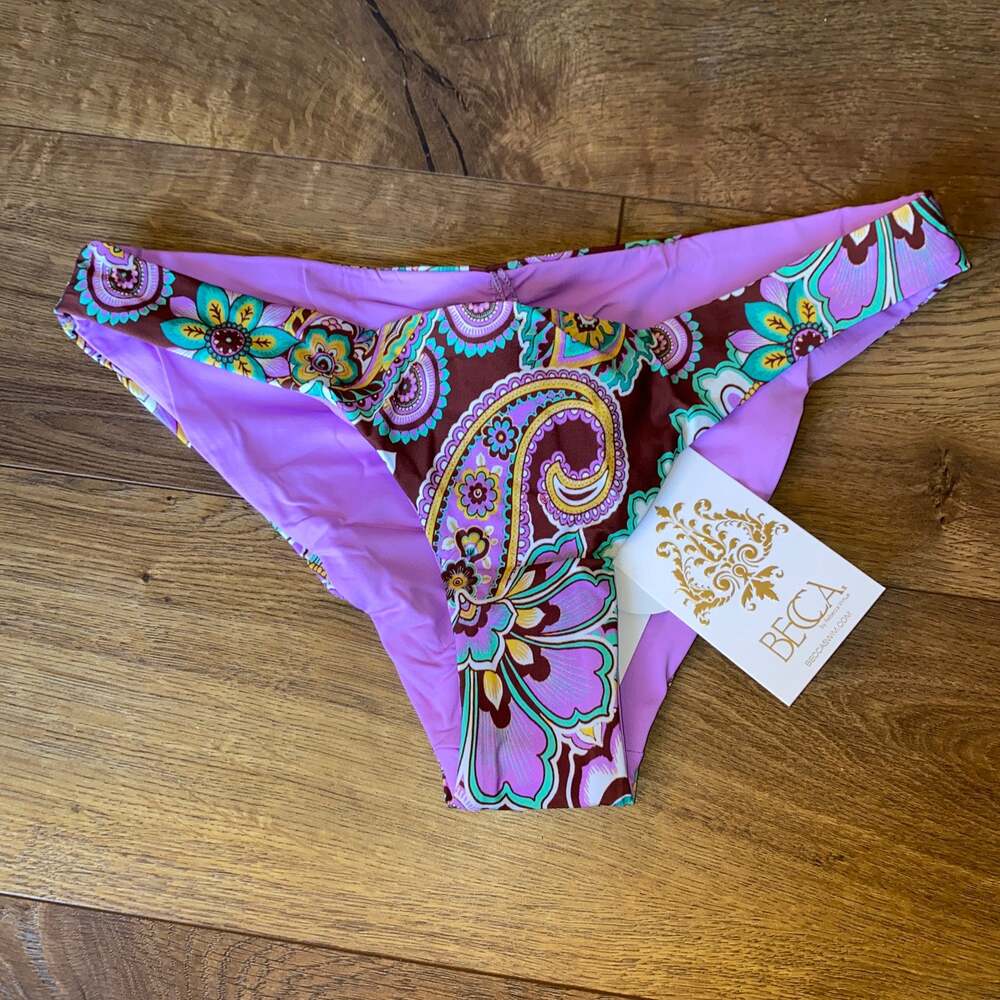 BECCA Adela‎ Bikini Bottoms Adela Hipster Swim Bottoms Paisley Size Small